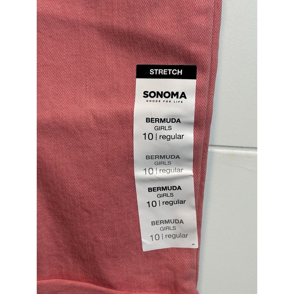 Sonoma Bermuda Shorts Girl's 10 Regular Coral Adjustable Waist NWT - Picture 3 of 8